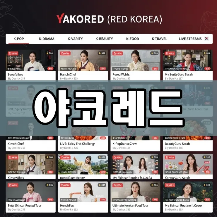 야코레드(레드코리아) 대표 구역 화면 예시 야코레드(레드코리아) 대표 구역 화면 예시