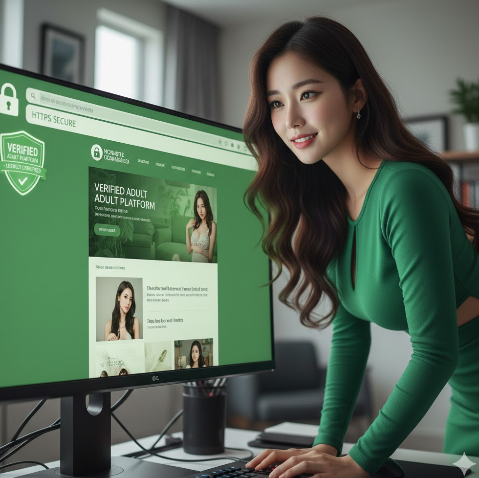 합법 성인 플랫폼 인증 마크와 HTTPS 자물쇠가 강조된 브라우저 화면 이미지 합법 성인 플랫폼 인증 마크와 HTTPS 자물쇠가 강조된 브라우저 화면 이미지