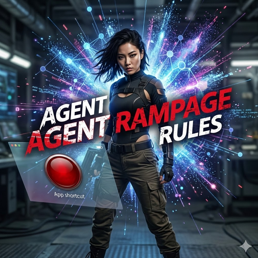 홈 화면에 붉은 바로가기 아이콘이 박제되고, DNS 봉인이 폭발하는 그래픽, 'Agent Rampage Rules' 텍스트가 강렬하게 새겨진 디자인. 홈 화면에 붉은 바로가기 아이콘이 박제되고, DNS 봉인이 폭발하는 그래픽, 'Agent Rampage Rules' 텍스트가 강렬하게 새겨진 디자인.